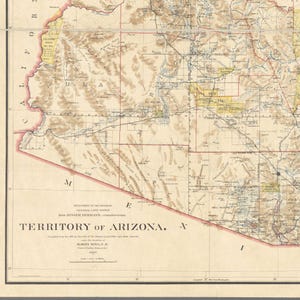 Arizona Map Wall Decor Canvas Map Decor Arizona Map Gift New Home Gift Airbnb Wall Art Vacation Home AZ Apartment Wall Historic Map Print