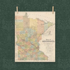 Minnesota Map Print Minnesota Wall Art Minnesota Decor Moving Gift Housewarming Gift New Minnesota Home Map Wall Decor Minnesota Poster Art