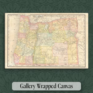 Oregon Map Wall Decor Canvas Map Decor Oregon Map Gift New Home Gift Airbnb Wall Art Vacation Home Oregon Apartment Wall Historic Map Art