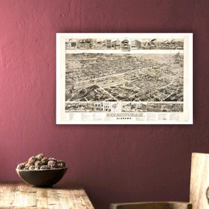 Birmingham Alabama Classic Birdseye Map of Birmingham Alabama Retro Industrial Wall Art for Airbnb Art for home Office Art for Living Room