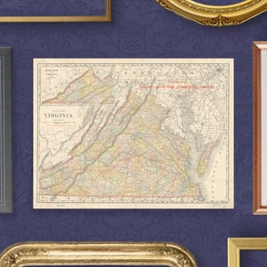 Virginia Map Print Virginia Wall Art Virginia Decor Moving Gift Housewarming Gift New Virginia Home Map Wall Decor Virginia Poster Wall Art