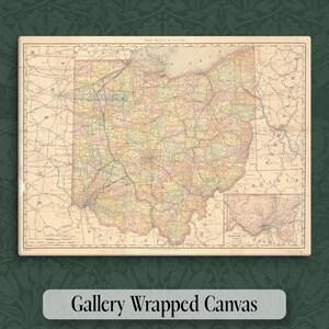 Ohio Map Wall Decor Canvas Map Decor Ohio Map Gift New Home Gift Airbnb Wall Art Vacation Home Ohio Apartment Wall Historic Map Art Print
