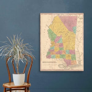 Mississippi Map Wall Decor Canvas Map Decor Mississippi Map Gift New Home Gift Airbnb Wall Art Vacation Home Miss Apartment Mississippi Hist