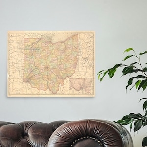 Ohio Print Map Wall Decor Poster Map Decor Ohio Map Gift New Home Gift Airbnb Wall Art Vacation Home Ohio Apartment Wall Historic Map Art