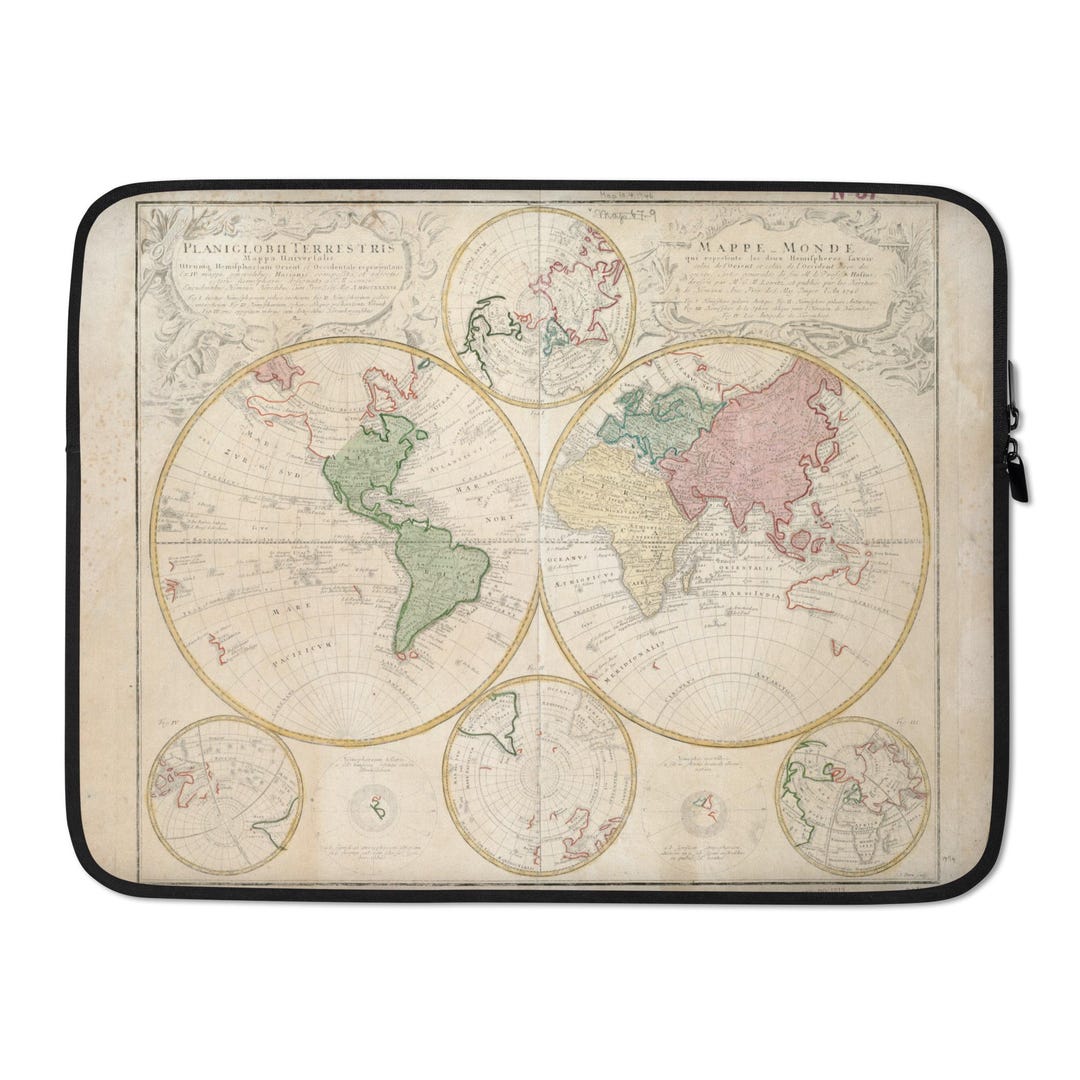 Antique World Map Laptop Sleeve: Historical Travel Gift - Etsy
