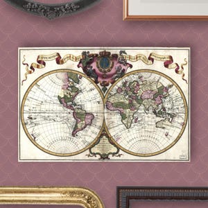 World Map Print Poster Antique Nautical Map Wall Art Historical French Map Print Vintage Map Poster Old World Map Wall Art Map Print Gift