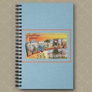 Greetings From Virginia Notebook Virginia Travel Journal Vintage Virginia Notebook Virginia-Themed Gift Large Letter Postcard Notebook Retro