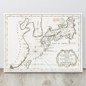 Antique Style Map Wall Art On Canvas Historical Geography Canvas Print Art For Travel Theme Gallery Wall Artwork Japan Home Decor Japanese