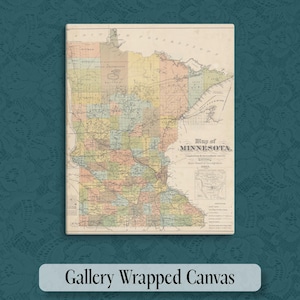 Minnesota State Map Print Minnesota Wall Art Minnesota Decor Moving Gift Housewarming Gift New Minnesota Home Map Wall Decor MN Canvas Art