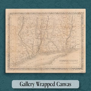 Connecticut State Map Print CT Wall Art Connecticut Decor Moving Gift Housewarming Gift New Connecticut Home Map Wall Decor CT Canvas Art