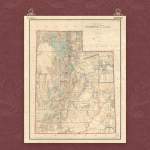 Utah Print Map Wall Decor Poster Map Decor Utah Map Gift New Home Gift Airbnb Wall Art Vacation Home Utah Apartment Wall Historic Map Art