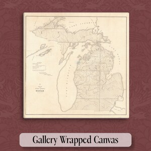 Michigan Map Wall Decor Canvas Map Decor Michigan Map Gift New Home Gift Airbnb Wall Art Vacation Home MI Apartment Wall Historic Map Art