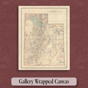 Utah Map Wall Decor Canvas Map Decor Utah Map Gift New Home Gift Airbnb Wall Art Vacation Home Utah Apartment Wall Historic Map Art Print