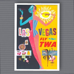 Las Vegas TWA Poster Print: 1960s Mid-Century Travel Art