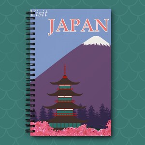 Visit Japan Notebook Travel Art Print Visit Japan Journal Mount Fuji Notebook Japanese Travel Journal Japan Souvenir Notebook Travel Journal