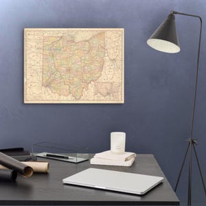 Ohio State Map Print Ohio Wall Art Ohio Decor Moving Gift Housewarming Gift New Ohio Home Map Wall Decor Ohio Canvas Wall Art Print