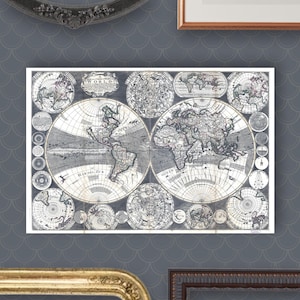 World Map Antique Globe Map Vintage Cartography Art Historical Celestial Map Gift For History Enthusiasts Collectible Antique World Map Gift
