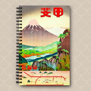 Japan Travel Notebook Yamanashi Prefecture Japanese Railways Vintage Japan Travel Art Japanese Landscape Retro Travel Journal Travel Gift