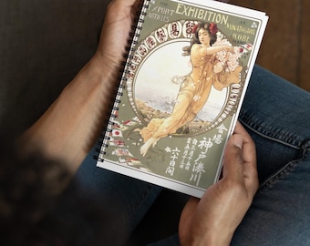 Art Nouveau Japanese Art Spiral Notebook: Vintage Travel Journal