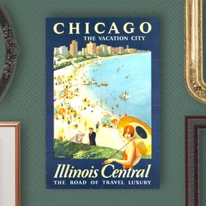 Chicago Travel Print Art For Chicago Apartment Print For Chicago New Home Travel Art For Gallery Wall Travel Theme Chicago Vintage Gift Art