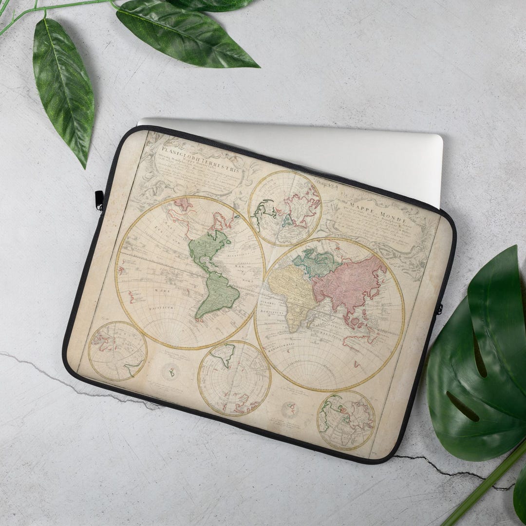 Antique World Map Laptop Sleeve: Historical Globe Art, Travel Gift - Etsy