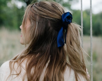 Silk Bow Scrunchie - Royal Blue