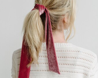 Velvet Skinny Scarf - Dusty Pink