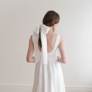 Long Silk Bridal Scarf, Bow, Wedding Hair Accessory
