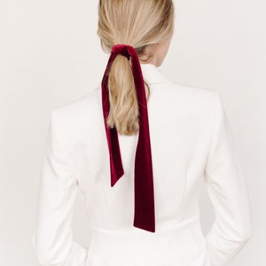 Velvet Skinny Scarf - Cranberry