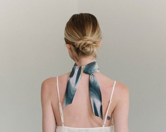 Floral Skinny Scarf - Indigo