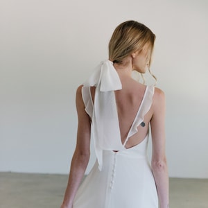 Silk Chiffon Bridal Bow Scarf - Modern Minimalist Wedding Hair Accessory for Elopements