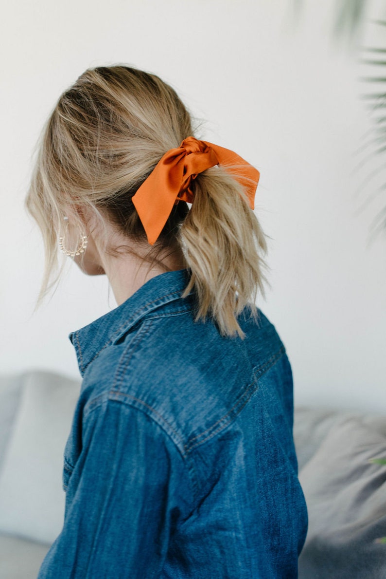 Silk Bow Scrunchie Orange image 2