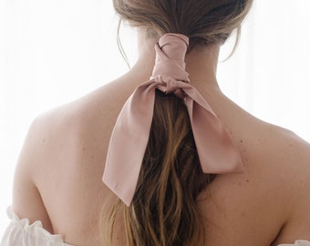 Blush Silk Hair Scarf, Ribbon, Headband