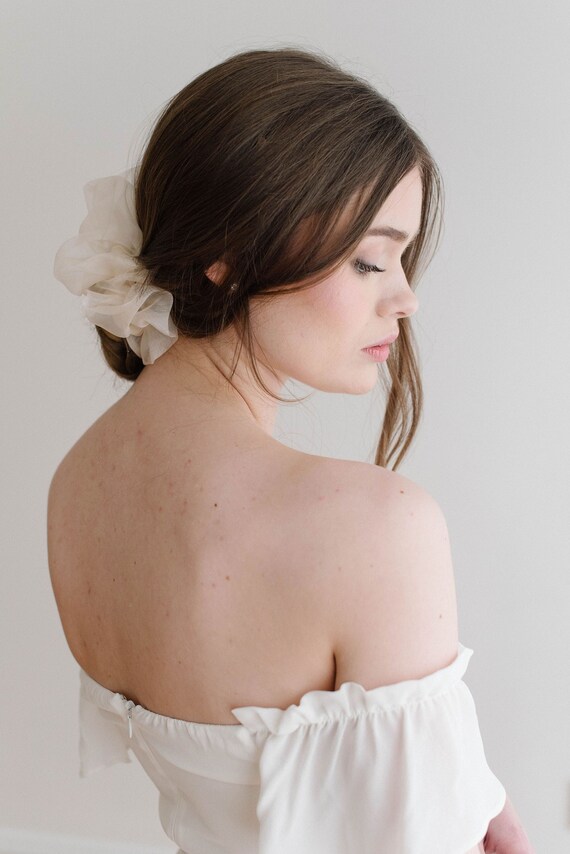 Nude/Blush Large Silk Organza Scrunchie/Oversized Scrunchie/Bridal Hair Accessory/Alternative Bridal