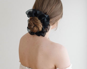 Silk Organza Scrunchie - Black