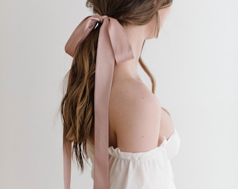 Long Silk Skinny Scarf - Blush Pink