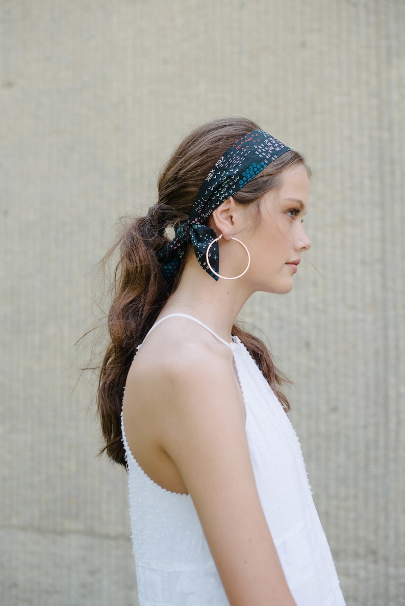Black Short Skinny Scarf/Hair Scarf/Headband/Hair Tie/Ponytail Scarf