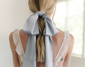 Silk Bridal Bow - Blue