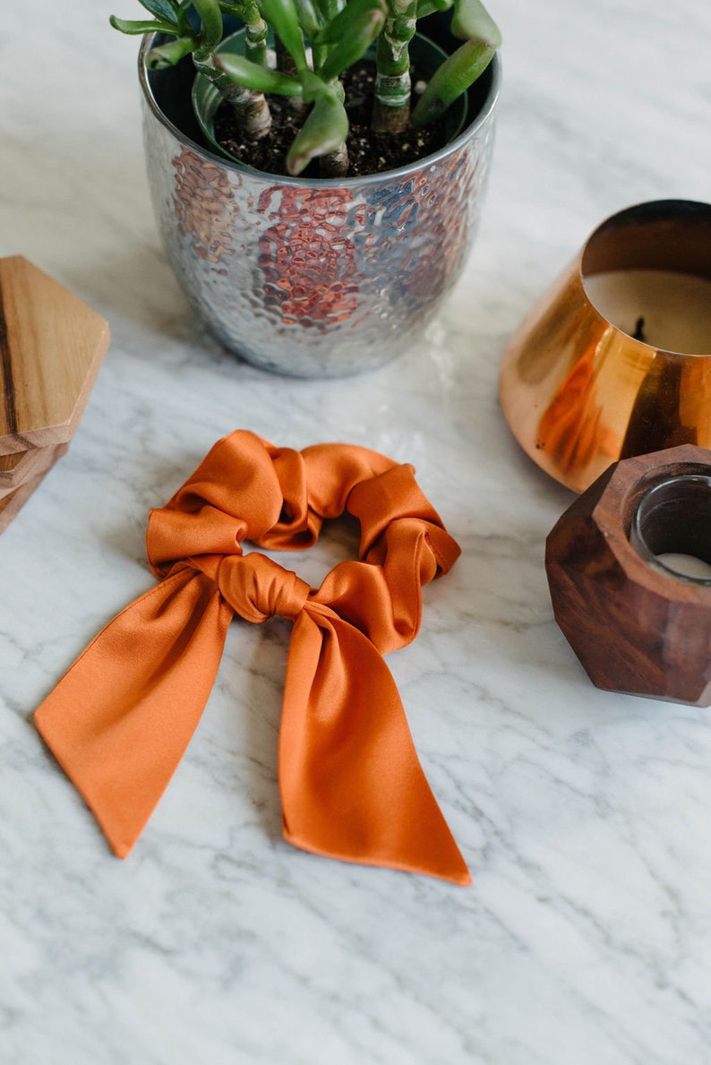 Silk Bow Scrunchie Orange image 3