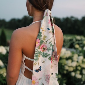 Floral Hair Scarf, Long Skinny Floral