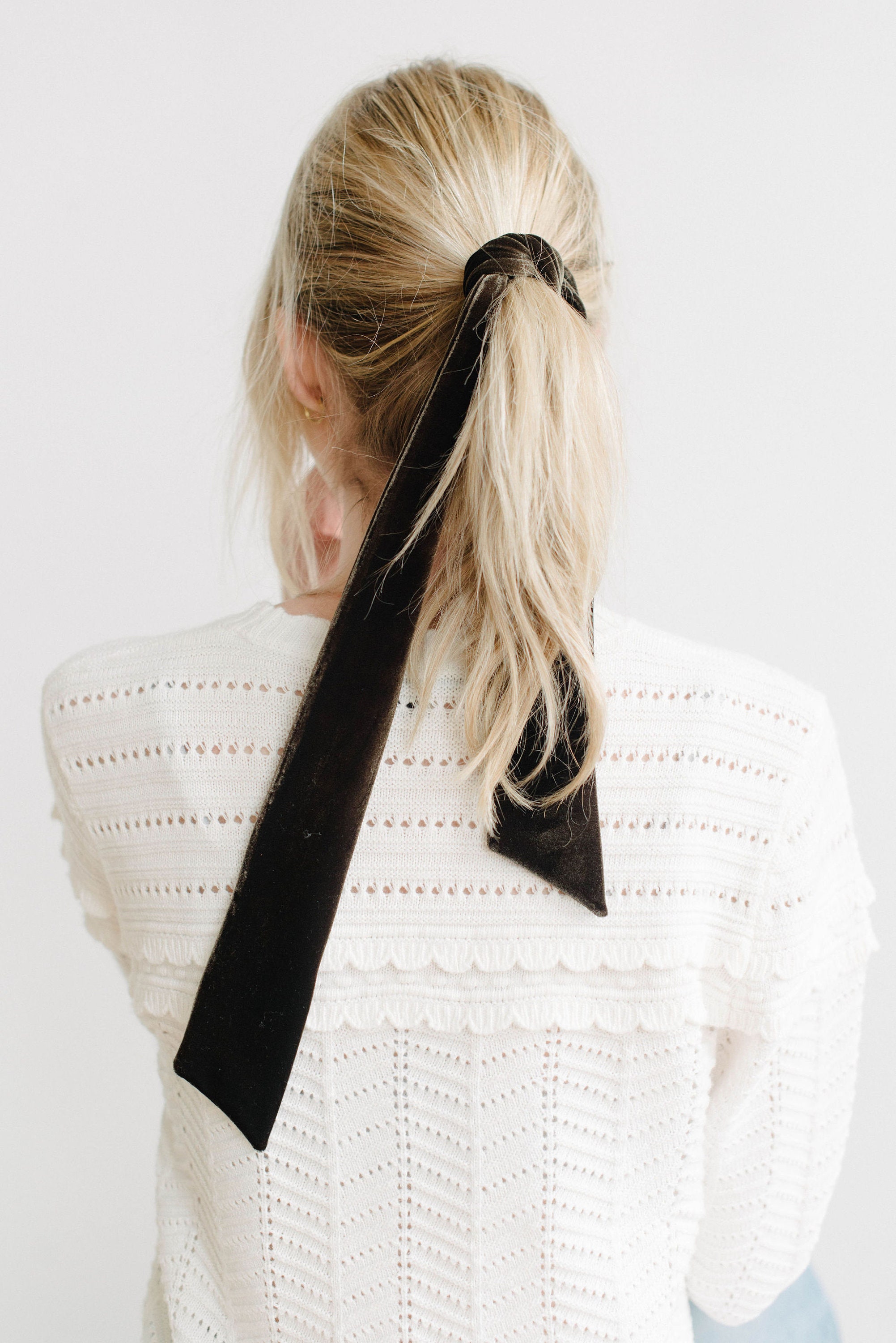 Moss Green Velvet Skinny Scarf/Hair Scarf/Headband/Scarf Pony