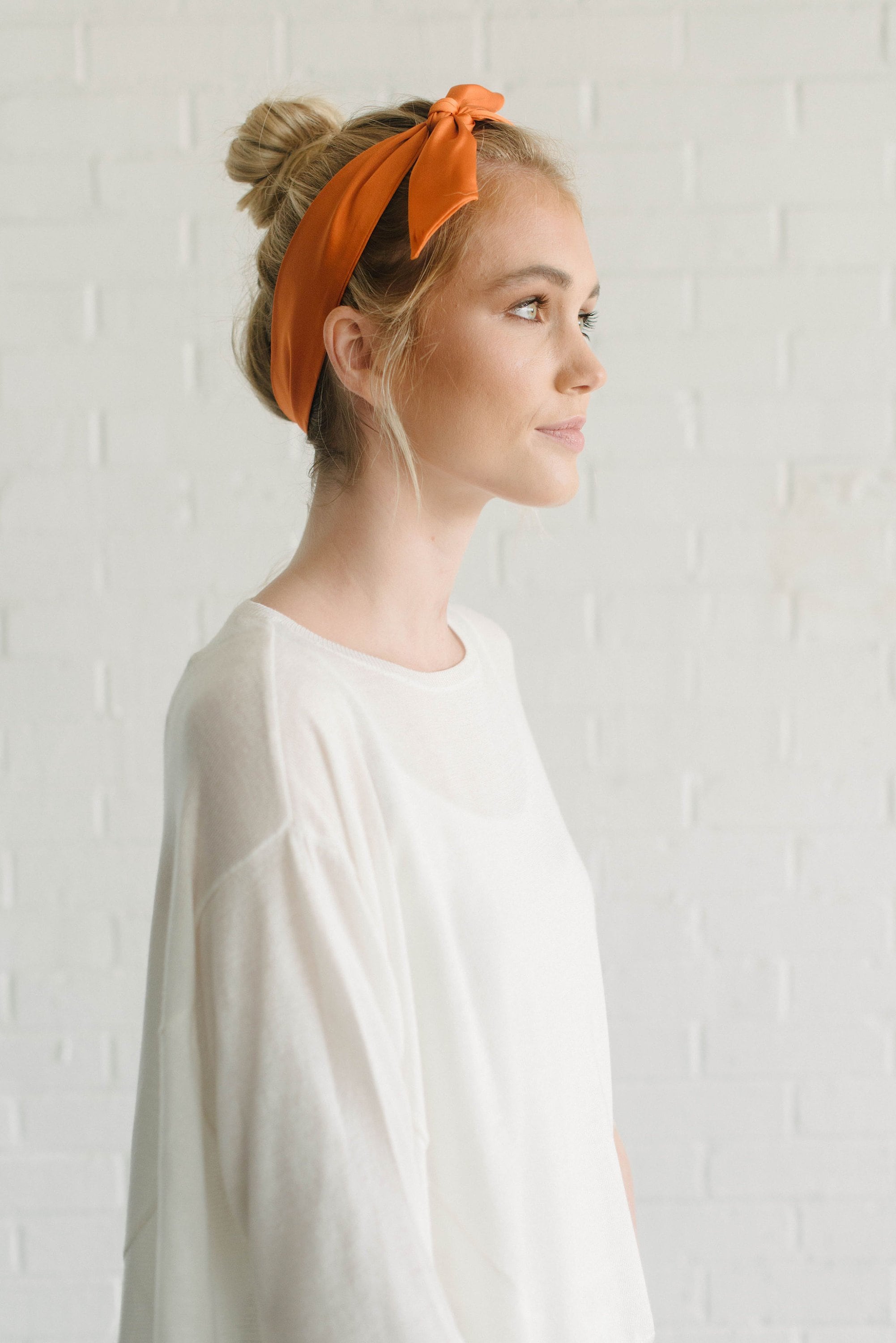 Silk Skinny Scarf/Orange Neck Scarf/Hair Scarf/Hair Tie ...