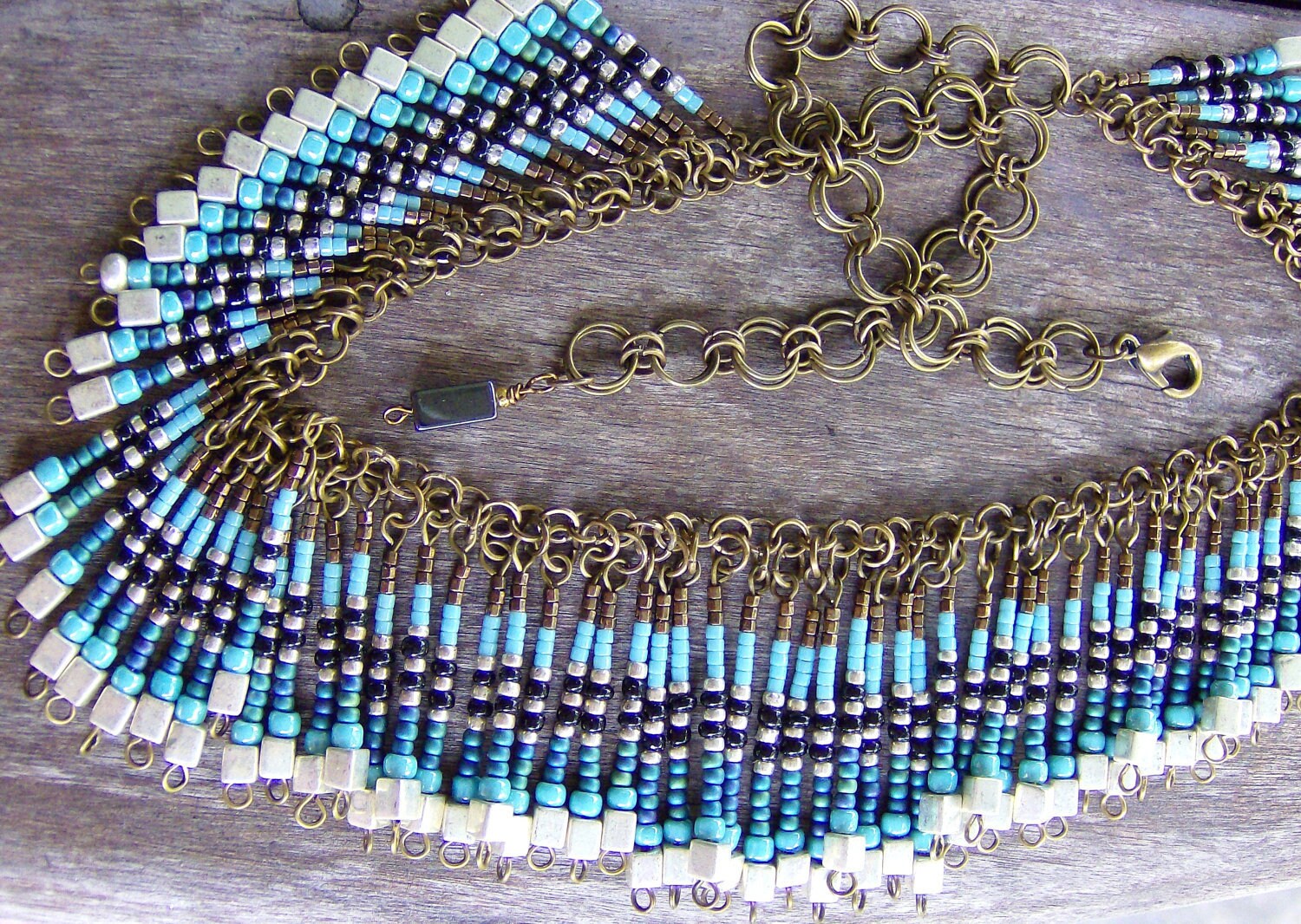 Necklace Old world elegant beads drape beautifully from a