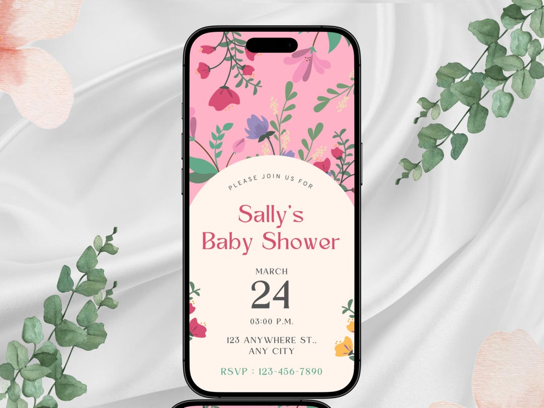 Floral Girl Baby Shower Invitation: Editable Electronic Invite (digital ...