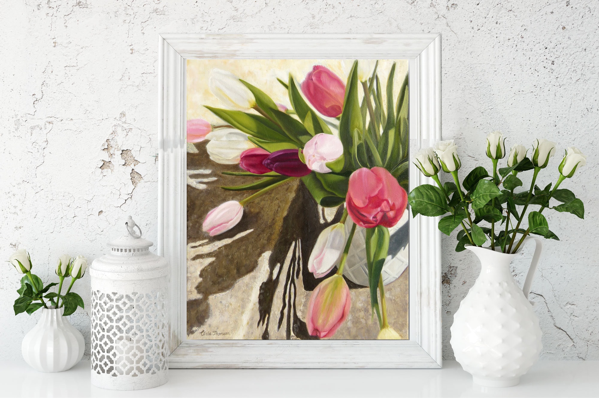 Tulip Bouquet Art PRINT, Bright Floral Wall Art, Colorful Floral Wall