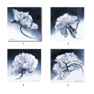 Botanical Floral Illustration Triptych, Set of 3 Flower Prints of Original Charcoal Drawings, Bold Pencil Drawings for Minimalist Decor image 6