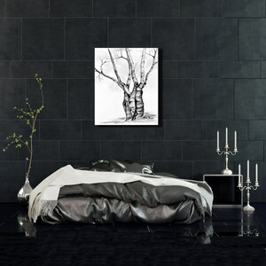 Birches Tree Drawing Wall Art Print of Original Oil Painting / Drawing image 5