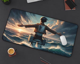 Anime Attack Titan Desk Mat, Eren Freedom, Gaming Mouse Pad, Large Keyboard Mat, Decorative Desk Accessories, Anime Merchandise