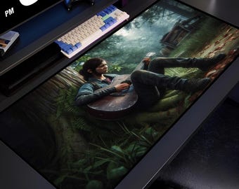 The Last Us Inspired Desk Mat, Ellie Guitar Mouse Pad, TLOU Apocalyptic Gaming Mousepad XXL, 32 inch Zombie Gamer Gift
