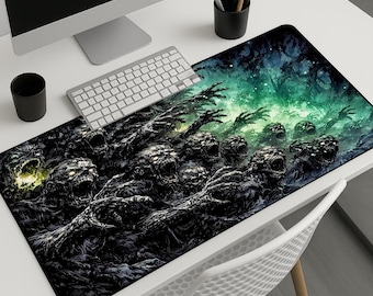 Zombie Apocalypse Gaming Mousepad, Dark Horror Desk Mat, Post Apocalyptic Gamer Setup